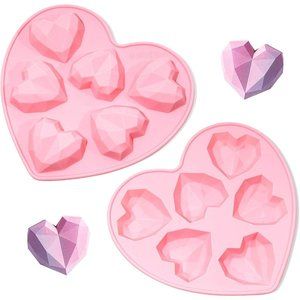 2 pack of PINK Heart silicone cake Mold